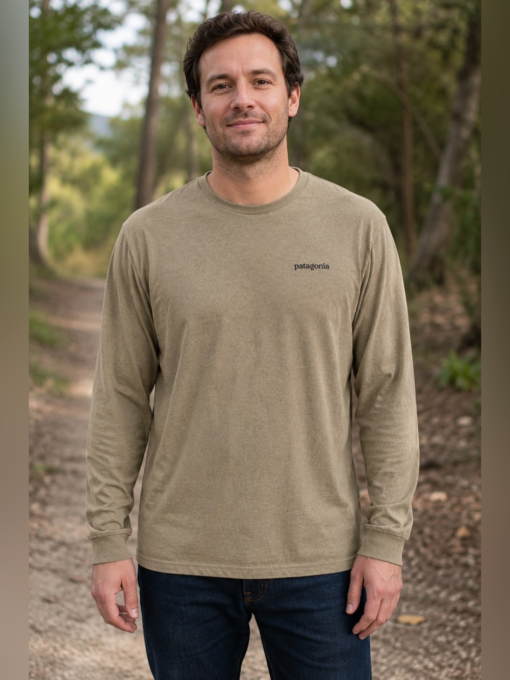 Patagonia P-6 Logo Responsibili-Tee XXL Tan Long Sleeve Shirt